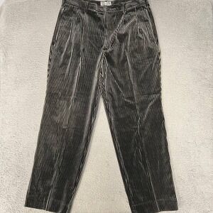 Eddie Domani‎ Pants Men's 38 x30 Black Velour Velvet Pleated Straight Corduroy